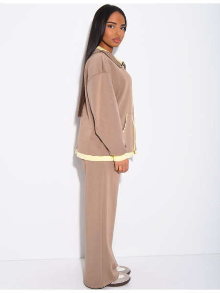 Set aus Jacke und Hose mit kontrastierenden Bordüren