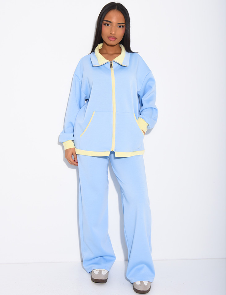 Ensemble veste et pantalon à bordures contrastantes