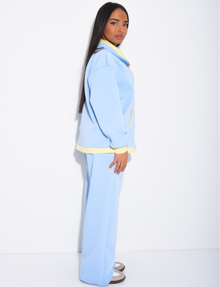 Ensemble veste et pantalon à bordures contrastantes