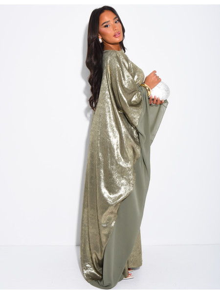 Butterfly abaya in shiny fabric with voile trim