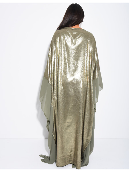 Butterfly abaya in shiny fabric with voile trim