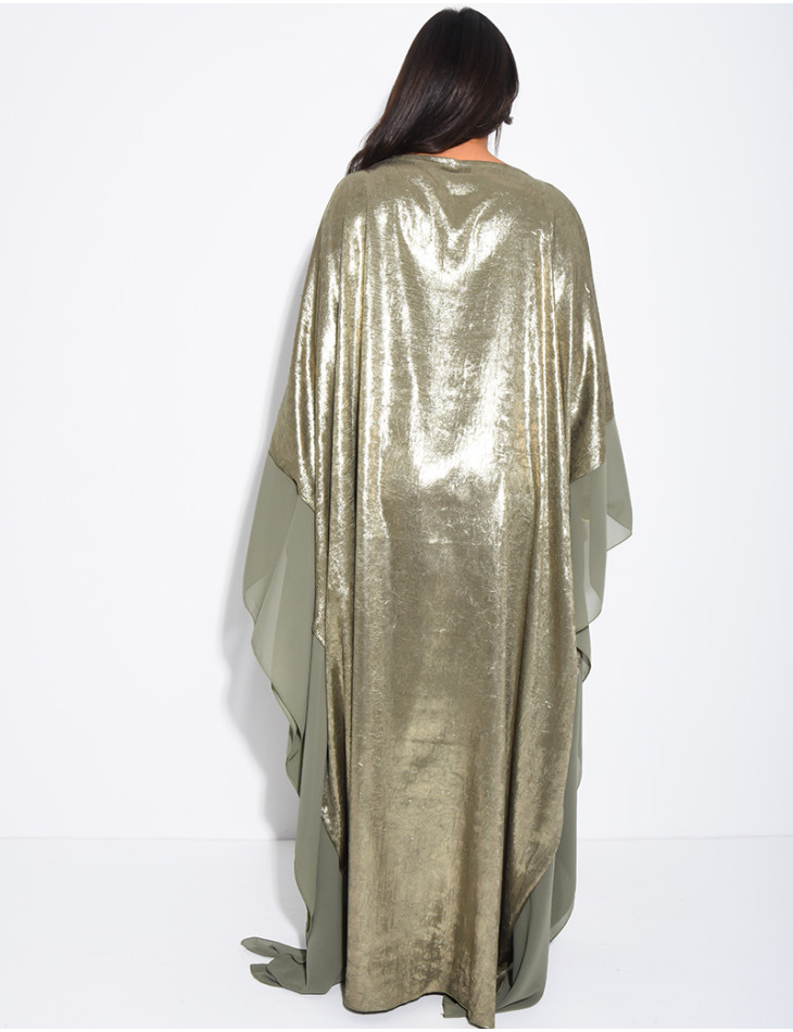 Butterfly abaya in shiny fabric with voile trim