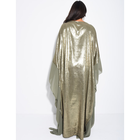 Butterfly abaya in shiny fabric with voile trim