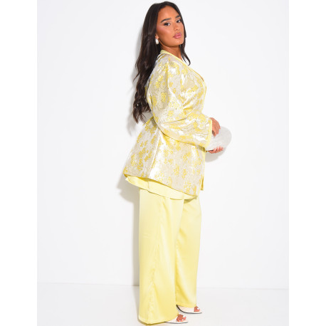 Ensemble kimono en tissu brocart pantalon et tunique assortie