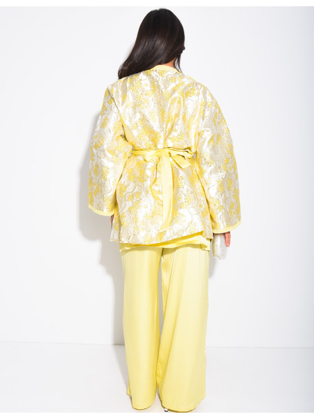 Ensemble kimono en tissu brocart pantalon et tunique assortie