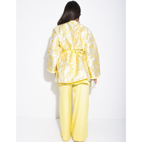 Ensemble kimono en tissu brocart pantalon et tunique assortie