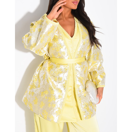 Ensemble kimono en tissu brocart pantalon et tunique assortie