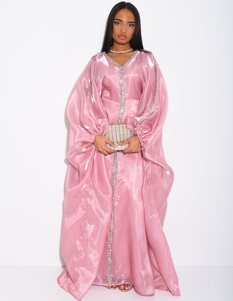 Crystal-embellished abaya