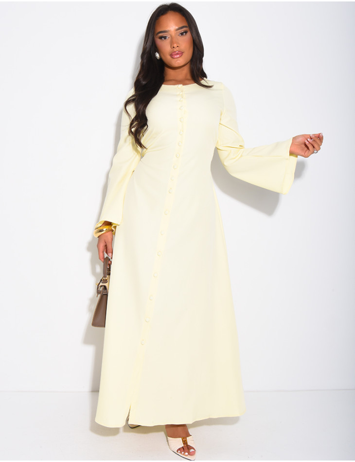 Long dress with buttons and lace-up back
