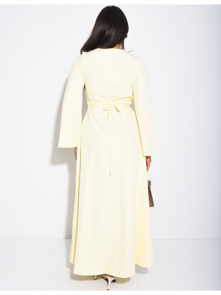 Long dress with buttons and lace-up back