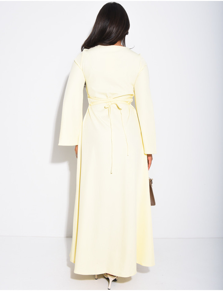 Long dress with buttons and lace-up back