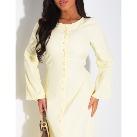 Long dress with buttons and lace-up back