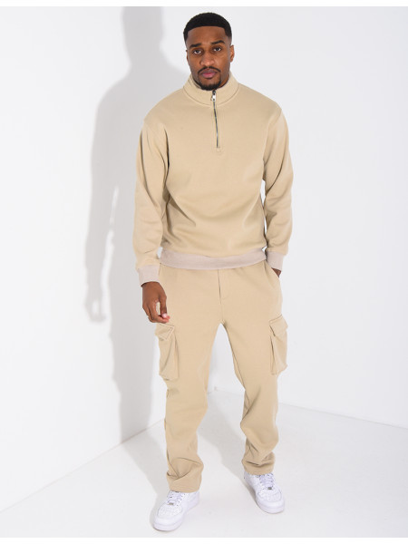Ensemble pantalon à poches et pull à col zippé