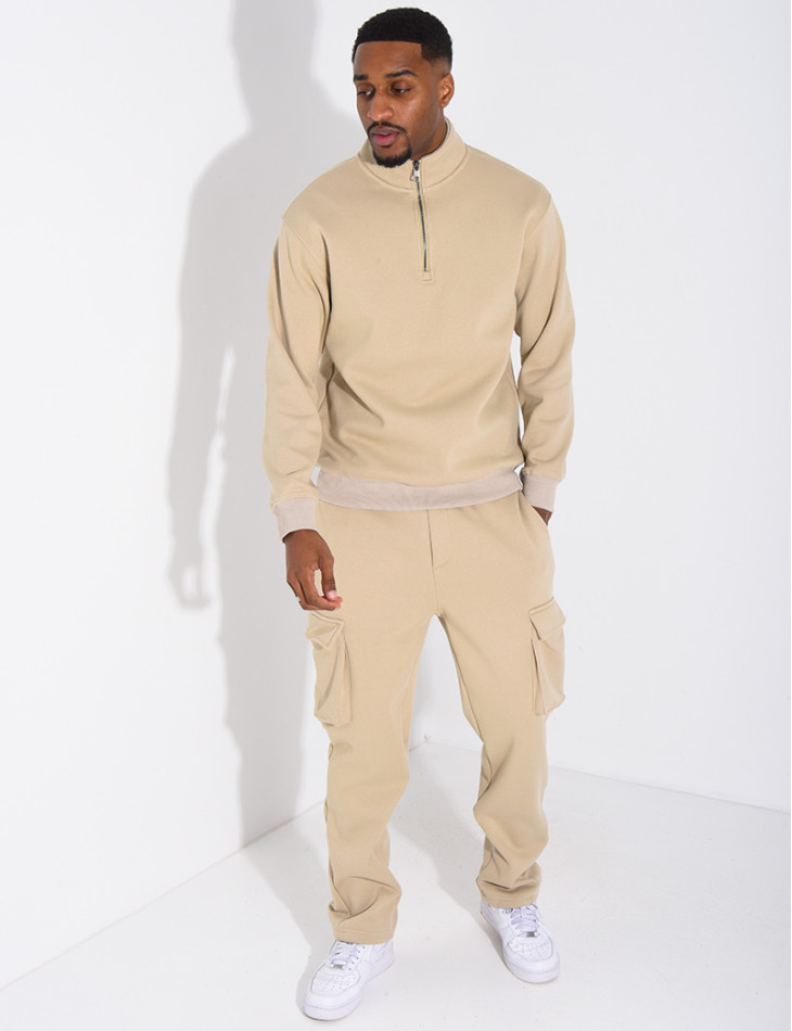 Ensemble pantalon à poches et pull à col zippé