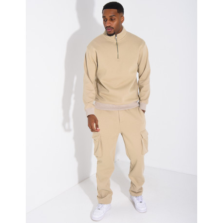 Ensemble pantalon à poches et pull à col zippé