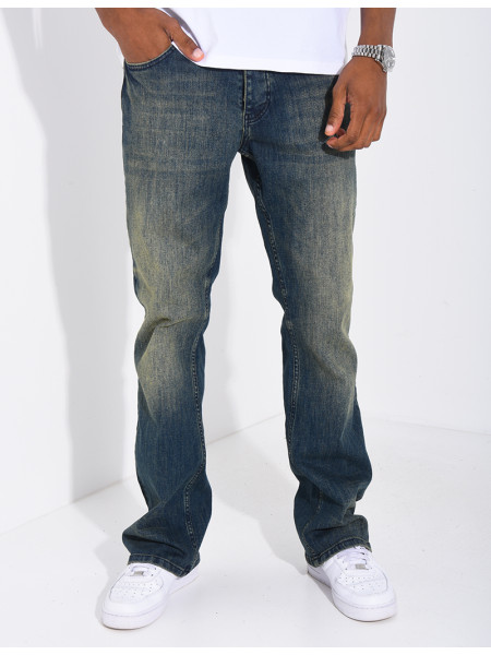 Jeans coupe droite effet vieilli