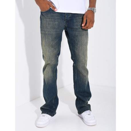 Jeans coupe droite effet vieilli