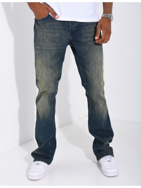Jeans coupe droite effet vieilli