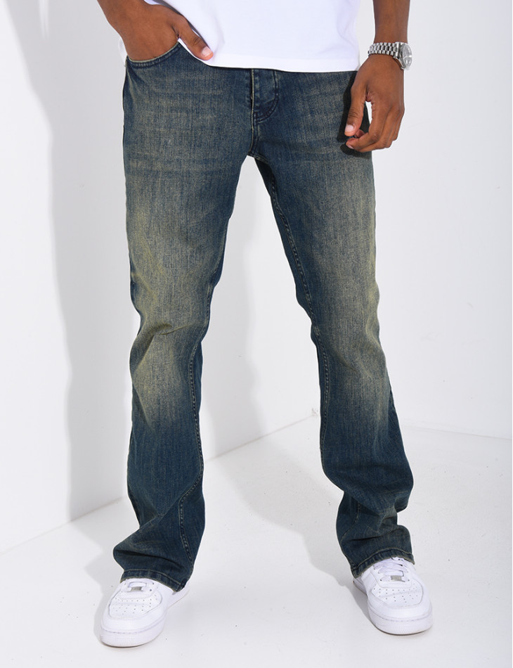 Jeans coupe droite effet vieilli