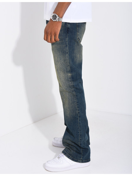 Jeans coupe droite effet vieilli