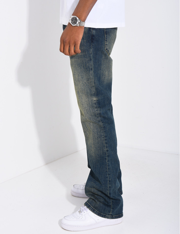 Jeans coupe droite effet vieilli