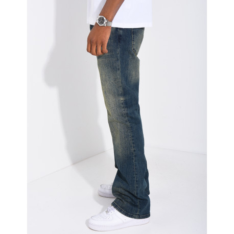 Jeans coupe droite effet vieilli