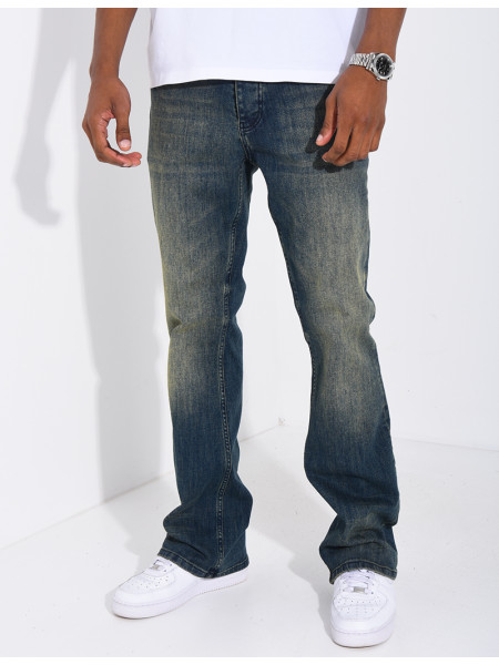 Jeans coupe droite effet vieilli