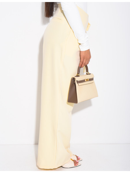 Straight-cut tailored pants with tie waist