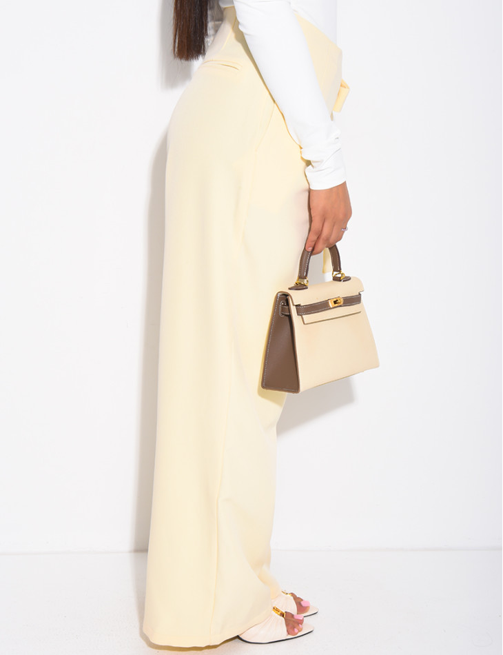 Straight-cut tailored pants with tie waist