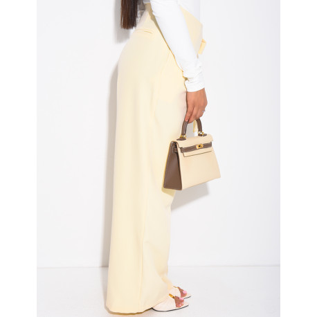 Straight-cut tailored pants with tie waist