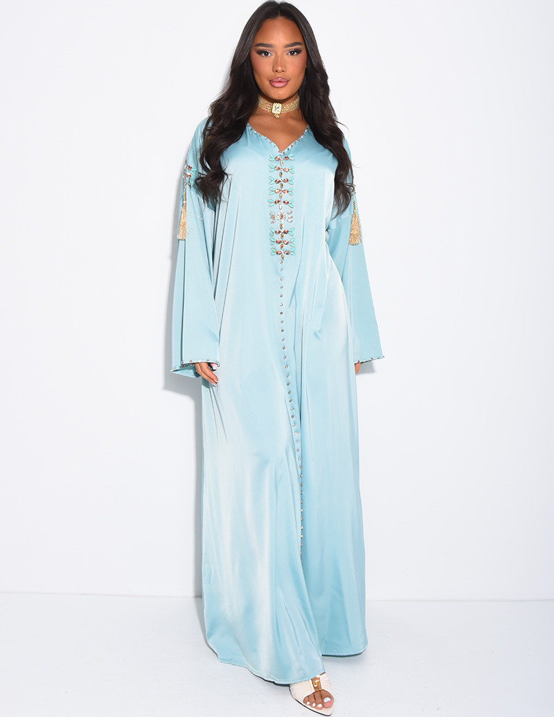 Premium satin abaya with...