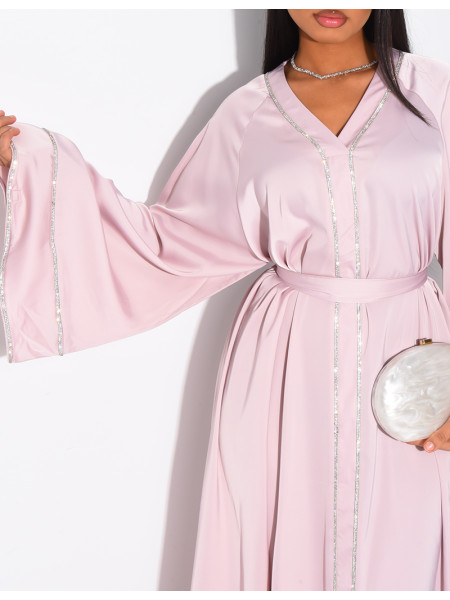 Abaya aus Satin mit Strassbesatz