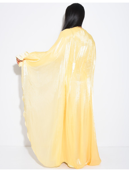 Ensemble robe en satin épais et cape en voile irrisé