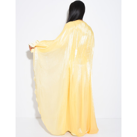 Ensemble robe en satin épais et cape en voile irrisé