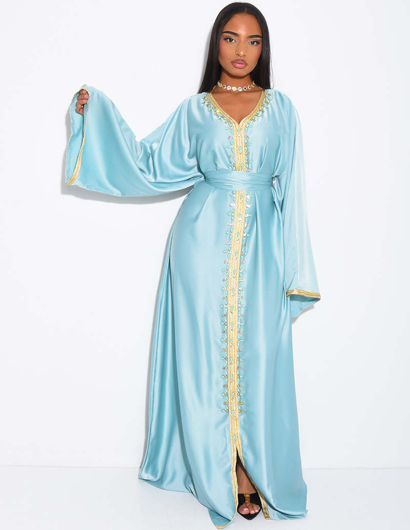 Abaya premium en satin à...