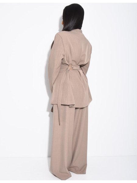 Set aus Blazer mit Stehkragen, im Rücken verstellbar, und gerade geschnittener Hose