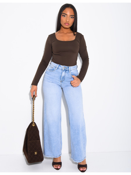 Jean stretch ample délavé clair