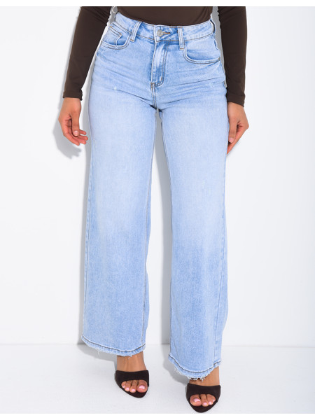 Jean stretch ample délavé clair