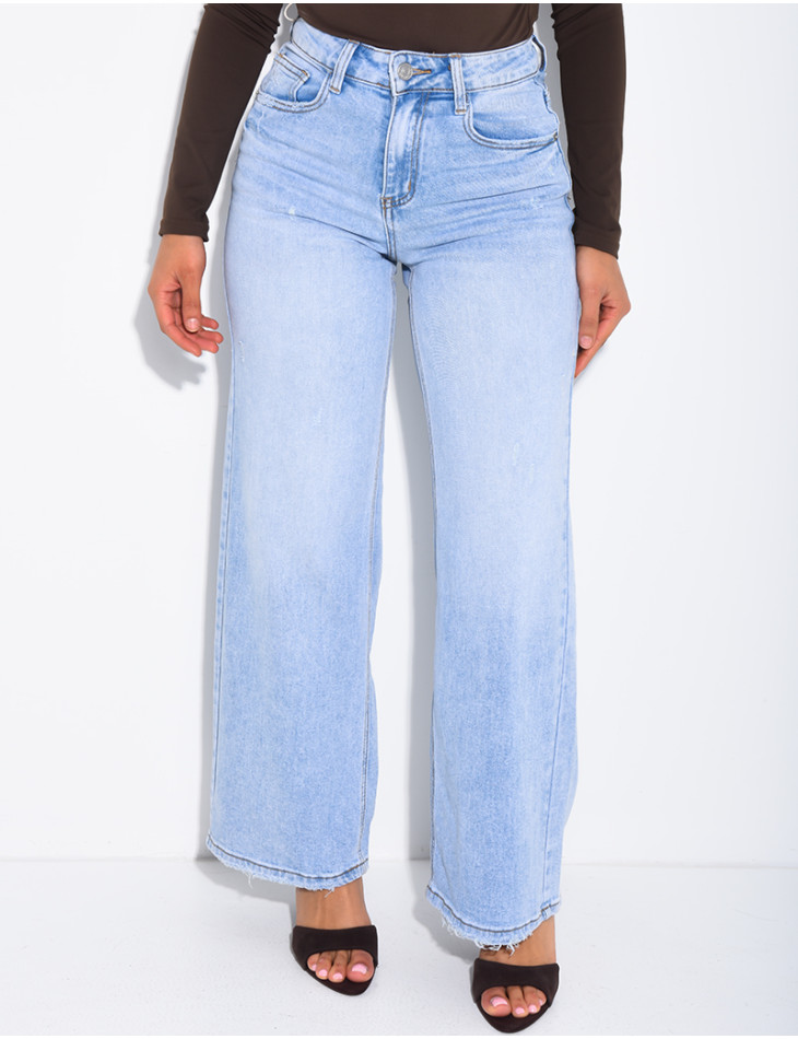 Jean stretch ample délavé clair