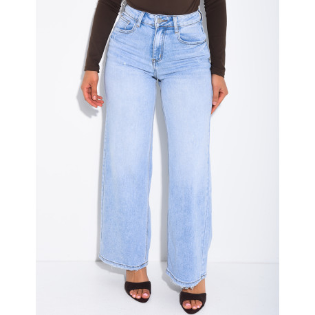 Jean stretch ample délavé clair