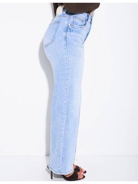 Jean stretch ample délavé clair