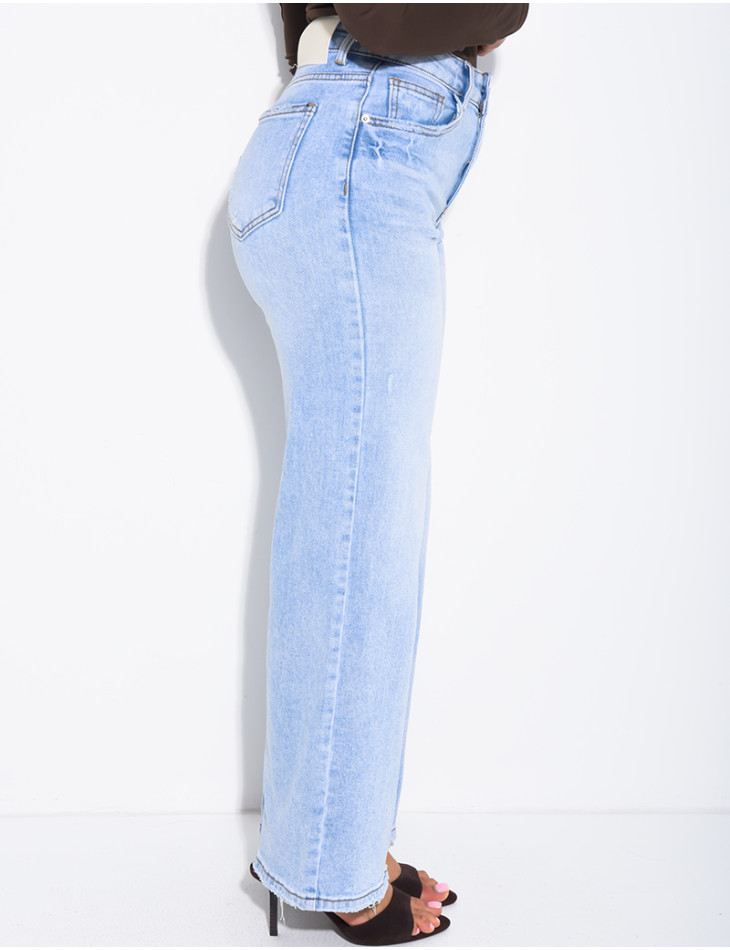 Jean stretch ample délavé clair