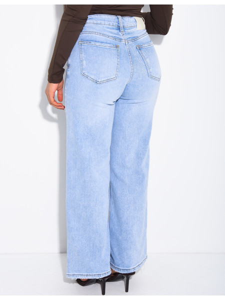 Jean stretch ample délavé clair