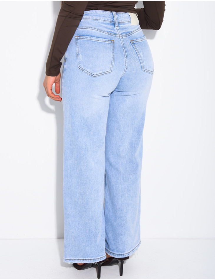 Jean stretch ample délavé clair