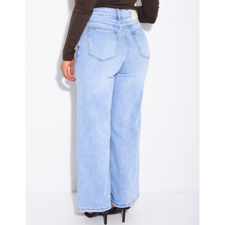 Jean stretch ample délavé clair