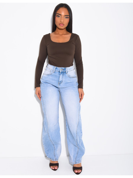 Jean coupe ballon à délavage clair