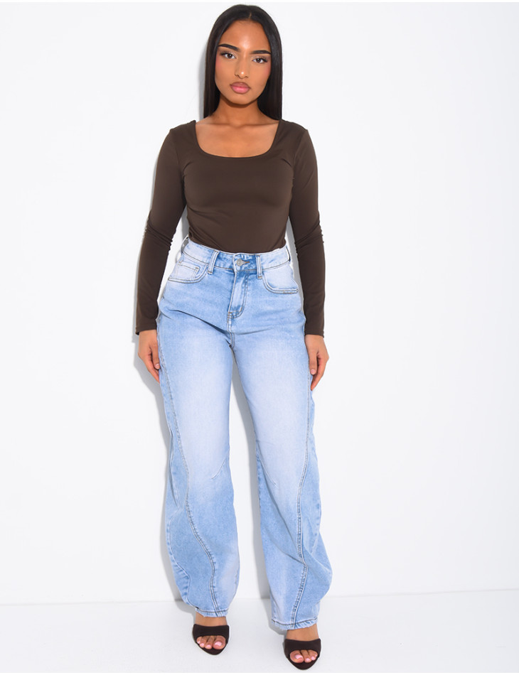 Jean coupe ballon à délavage clair