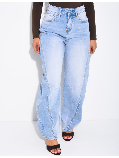 Jean coupe ballon à délavage clair