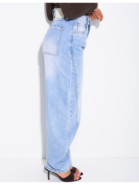 Jean coupe ballon à délavage clair