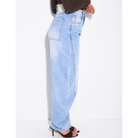 Jean coupe ballon à délavage clair